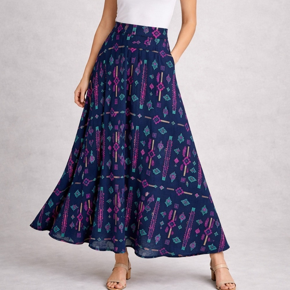 LuLaRoe Multicolor Aztec Native Tribal Print Banded Maxi Skirt Size XS